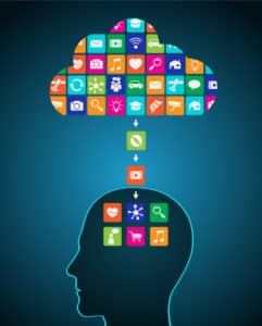 Cloud of brain training apps effecting a brain