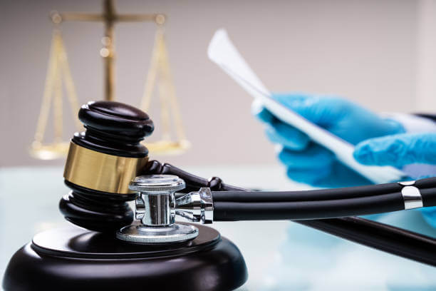 Medical Malpractice Litigation. Lawyer Or Judge In Courtroom